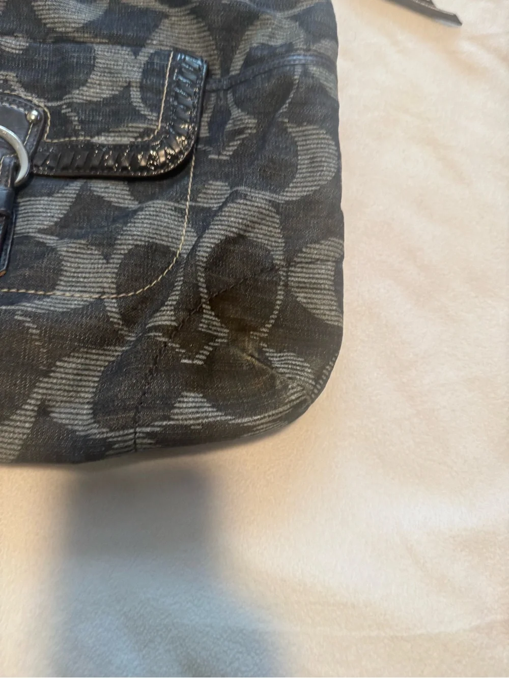 Coach Poppy Denim Black Signature Shoulder Bag